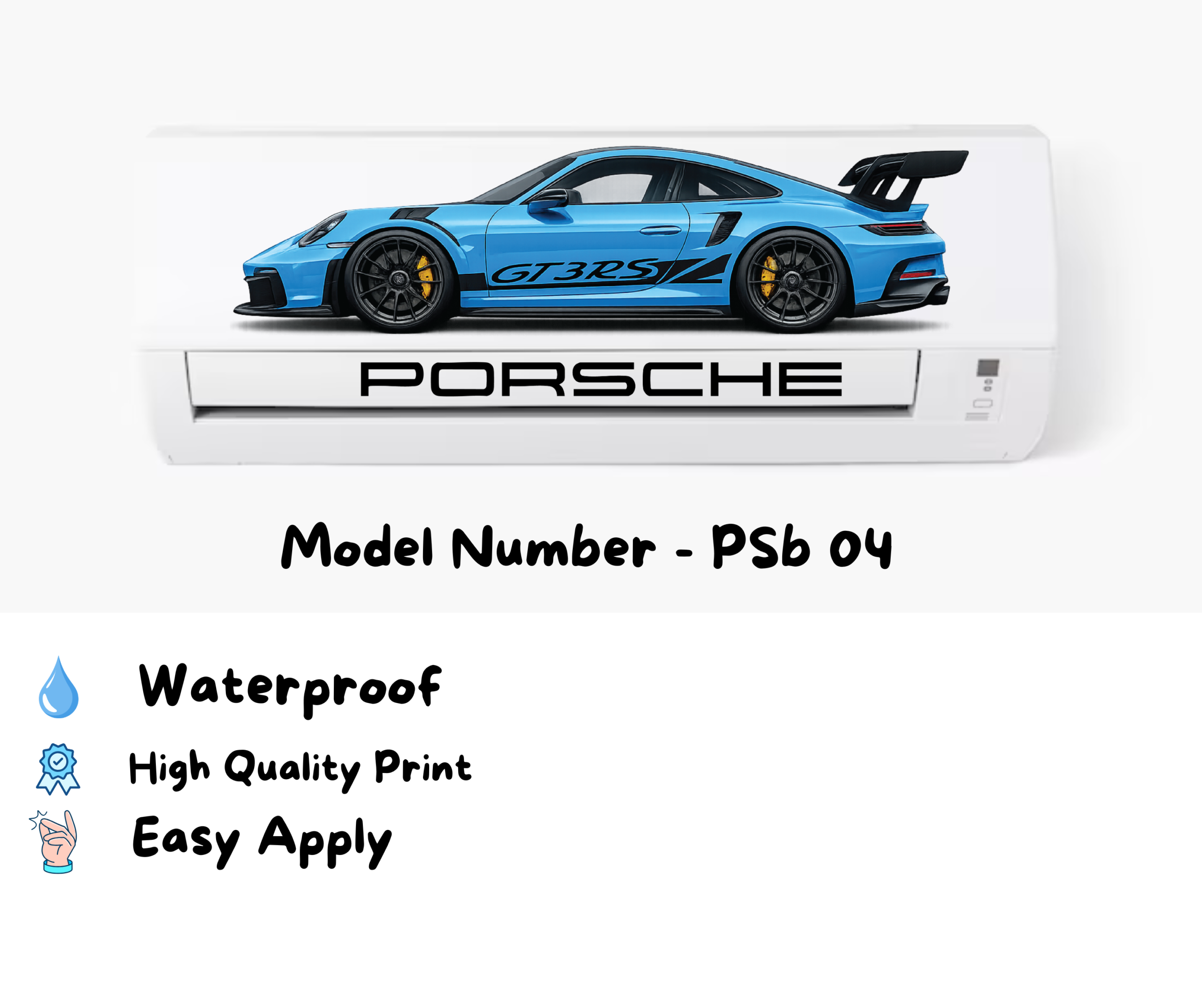 Porsche GT3 AC Sticker Car | Transparent Waterproof Vinyl Air Conditioner Sticker | Split AC Decoration | - Image 2