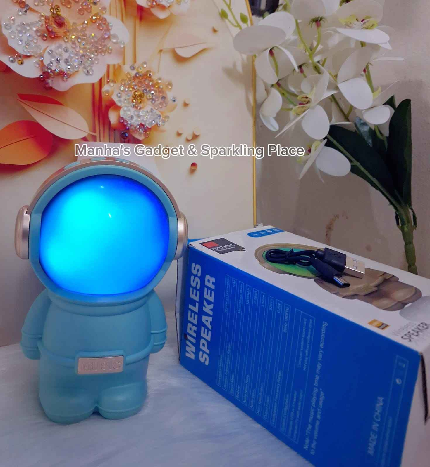 X-808 Astronaut Design Wireless Bluetooth Speaker 👨🚀 – 6.8W Output 🔊, Colorful LED Light 🌈, Portable 🎒 and Rechargeable 🔋 – Music Gift Gadget 🎁 - Image 3