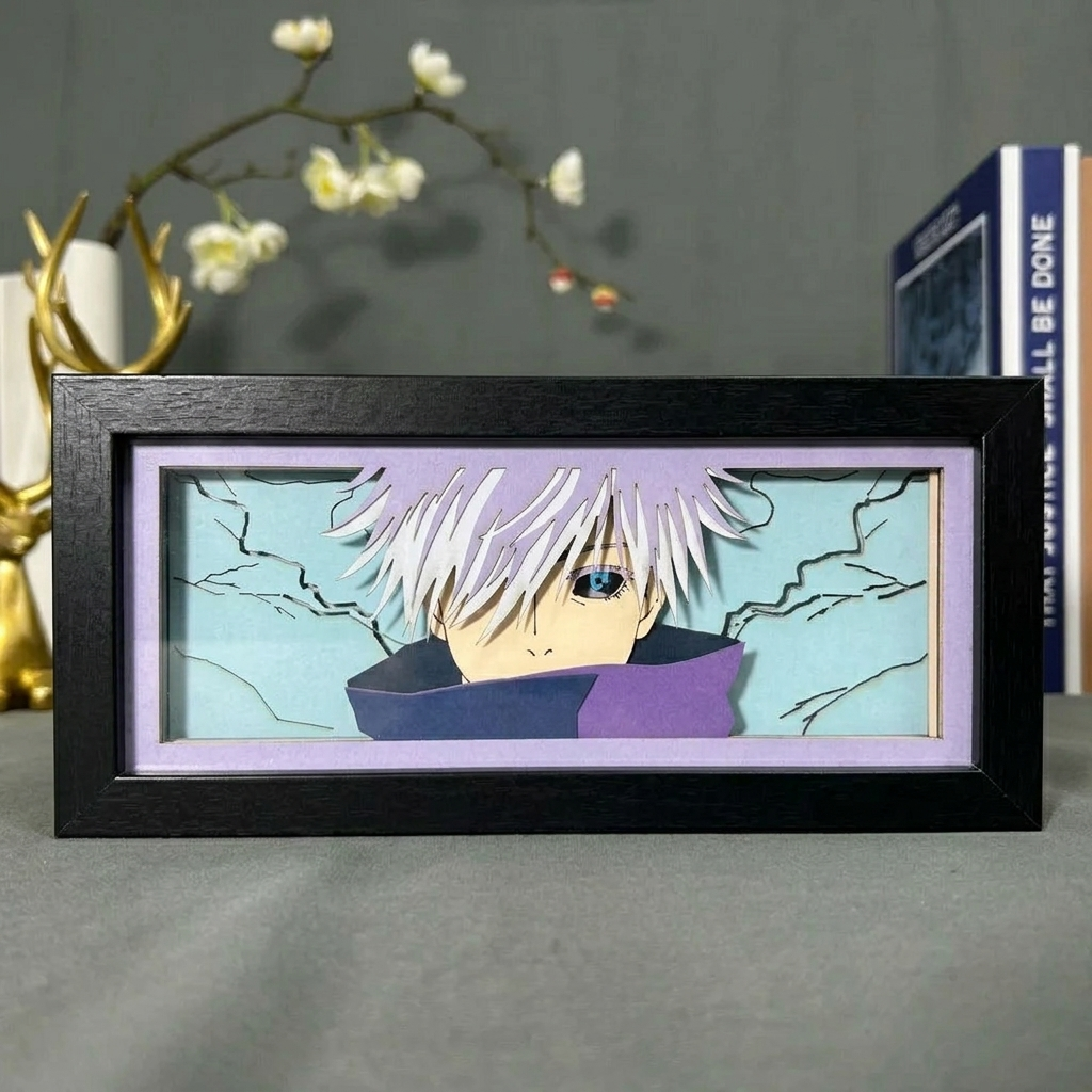 Gojo Satoru 3D Papercut LED Anime Light Box | - Image 2